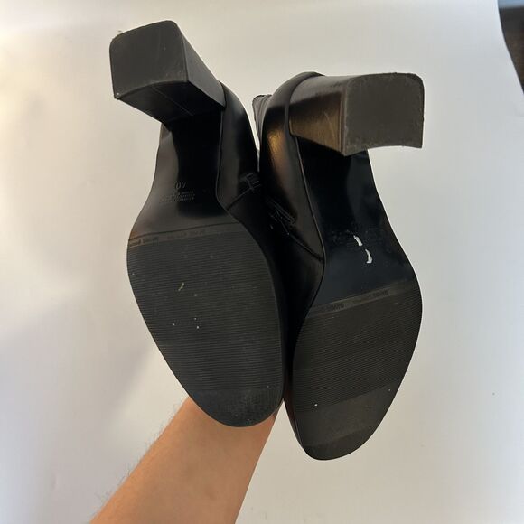 Napoleon Davos Gomma Leather Heeled Mid-calf Booties 40 Black Side-zip - Picture 9 of 15